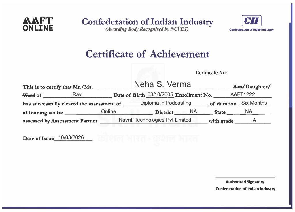 NSDC certificate for advertising pr and corporate communication