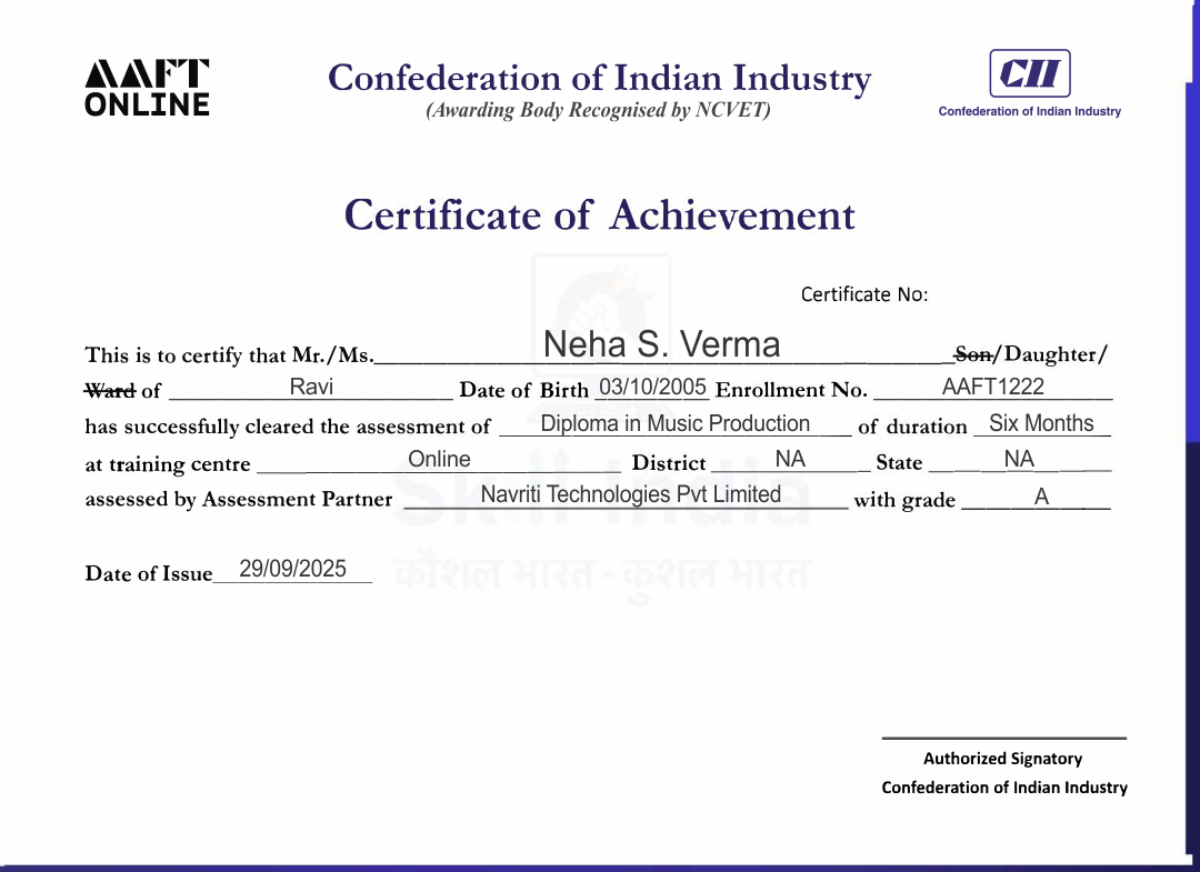 NSDC certificate for advertising pr and corporate communication