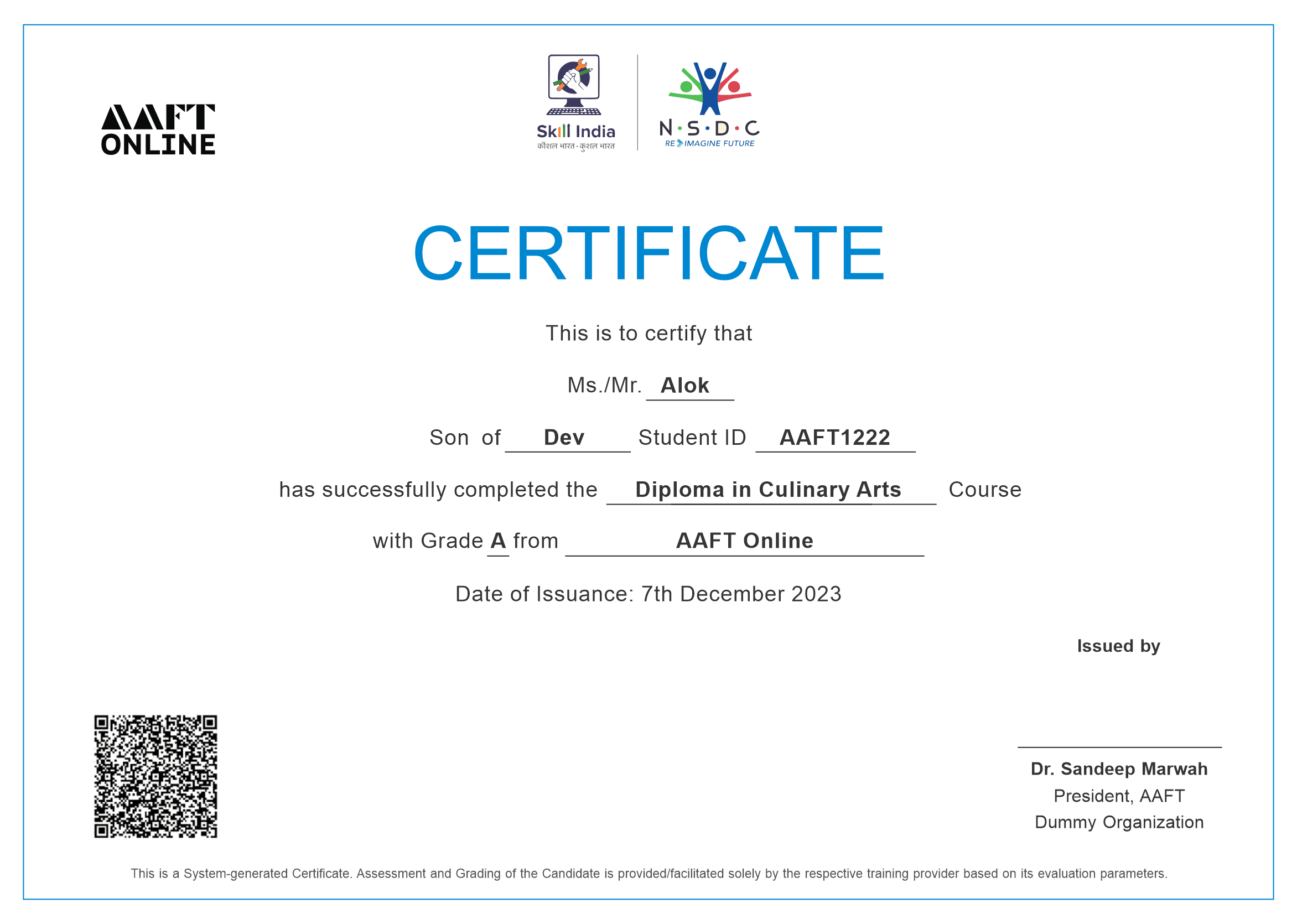NSDC Certificate