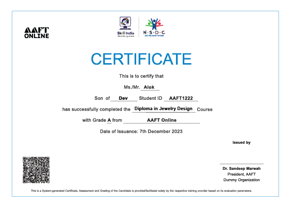 NSDC certificate for advertising pr and corporate communication