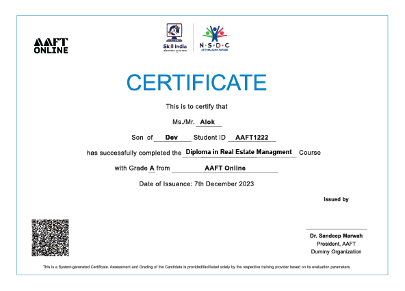 NSDC certificate for advertising pr and corporate communication