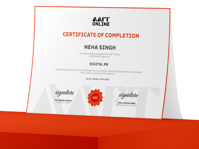 Digital PR course completion certificate